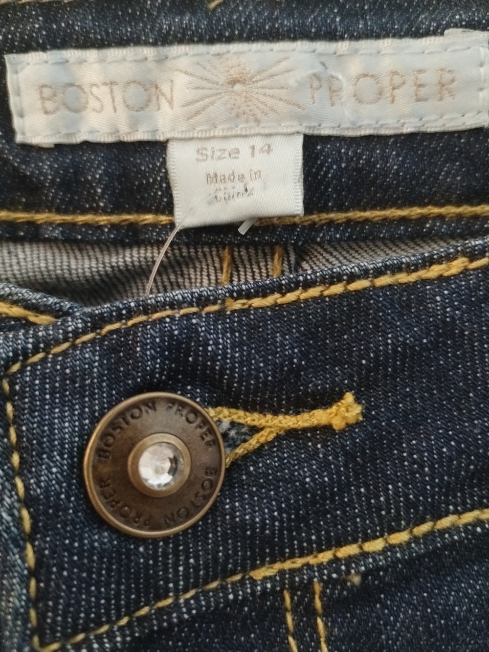 Boston Proper Dark Blue Distressed Skinny Jeans - Picture 3 of 4